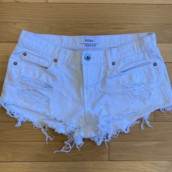 Pistola White Distressed Jean Shorts - Picture 2 of 6